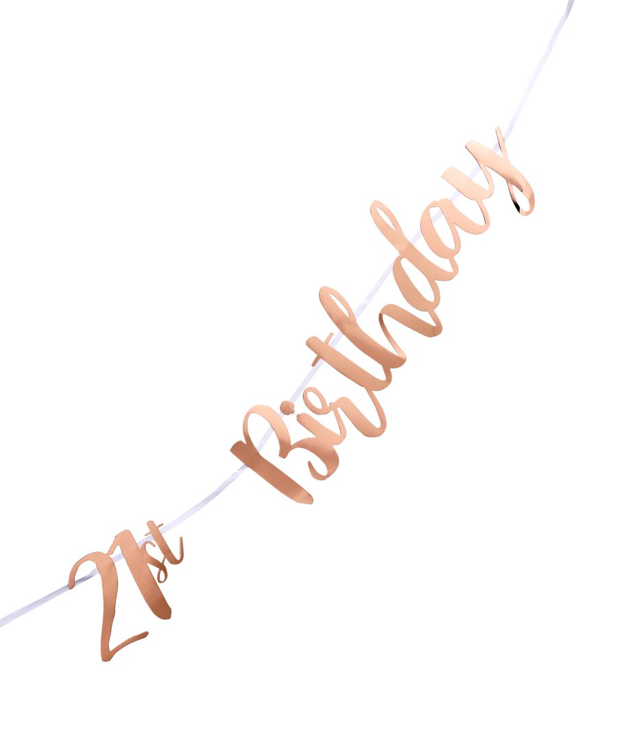 21st Birthday Rose Gold Letter Script Banner
