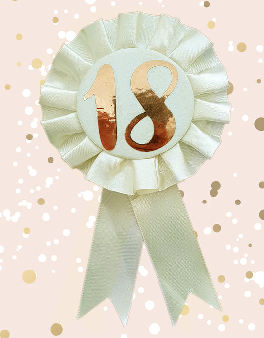 Cream & Gold 18th Birthday Rosette Badge