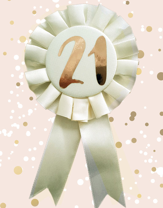 Cream & Gold 21st Birthday Rosette Badge