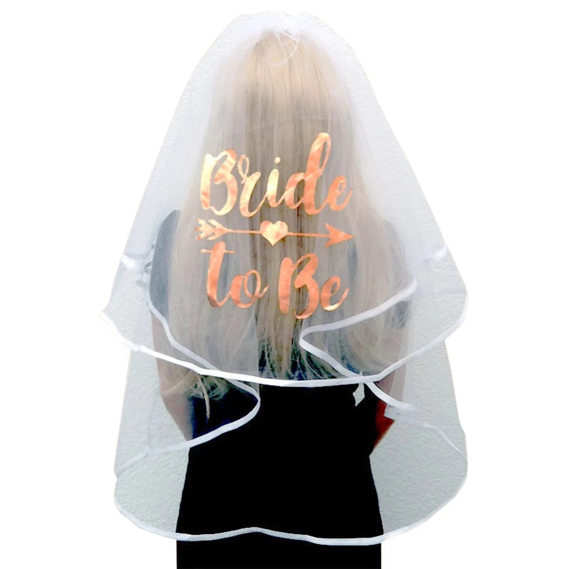 Luxury Bride to Be Rose Gold Printed Veil