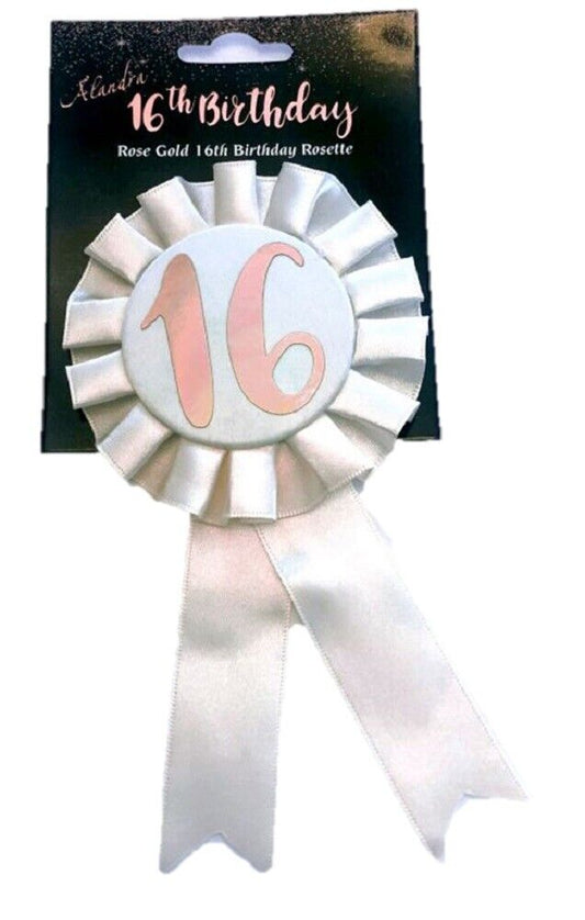 Cream & Gold 16th Birthday Rosette Badge